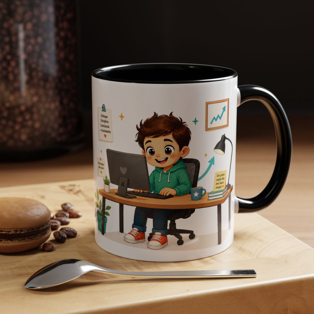 Taza de cerámica inspiradora para niños — "No busco ser perfecto, busco ser mejor que ayer", taza motivacional disponible en 11 y 15 oz, varios colores, regalo para hombres, niños y...
