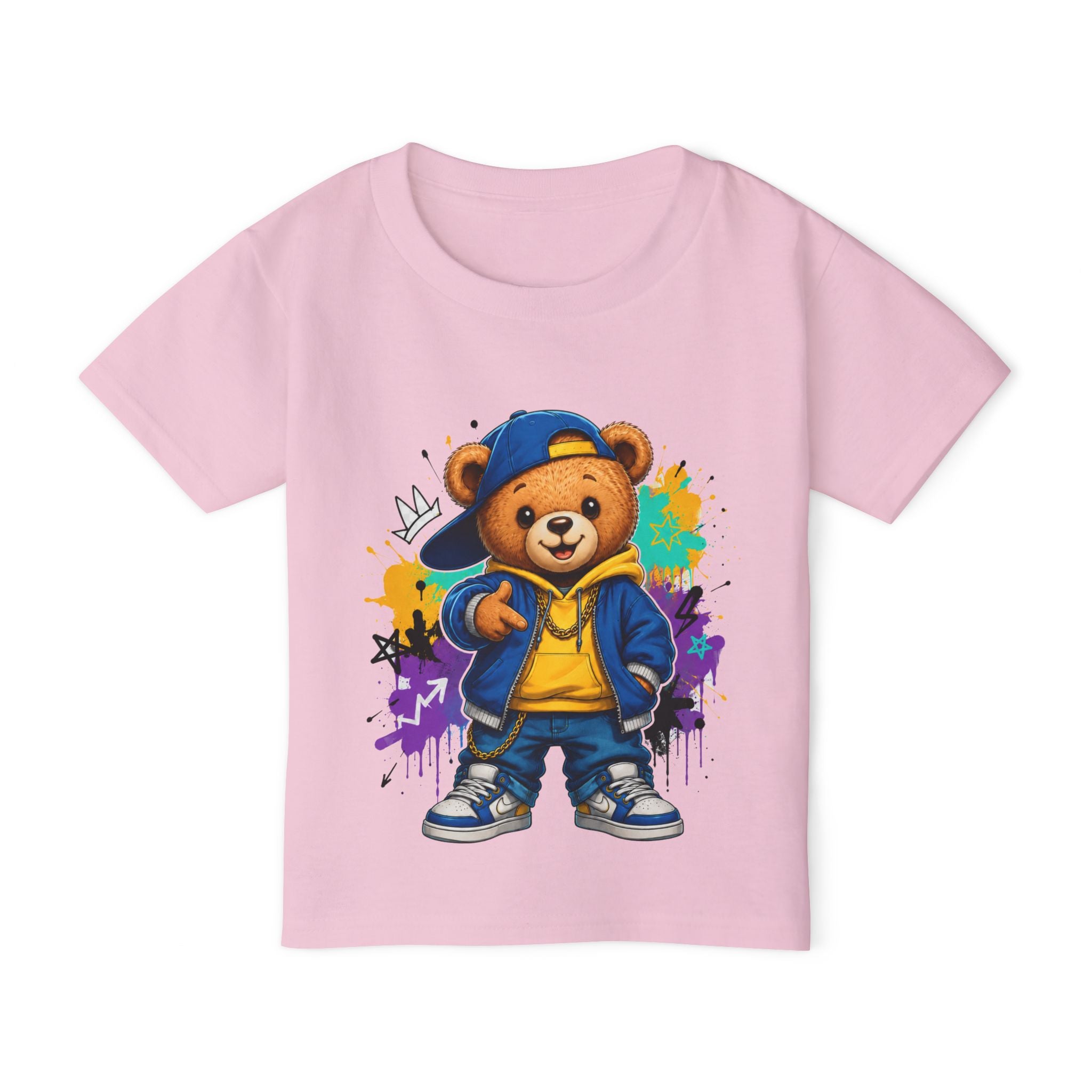Camiseta para niños “Legend Bear” con osito rapero — estilo urbano hip-hop, disponible en varios colores y tallas infantiles 2T, 3T, 4T, 5T y 6T, envío incluido en el precio