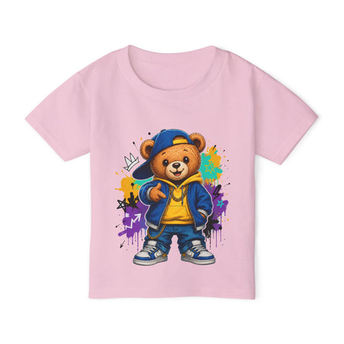 Camiseta para niños “Legend Bear” con osito rapero — estilo urbano hip-hop, disponible en varios colores y tallas infantiles 2T, 3T, 4T, 5T y 6T, envío incluido en el precio