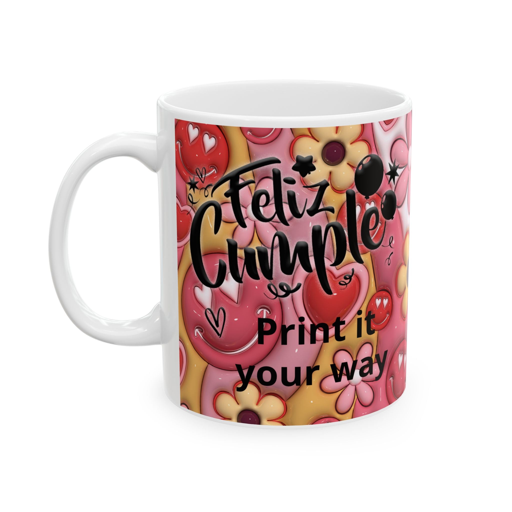 Personalized Ceramic Birthday Mug with Photo and Name — “Happy Birthday” Design, Available in 11 oz and 15 oz, Special Gift for Women, Friend, Mom, Wife, or Daughter, Shipping Included in the Price...