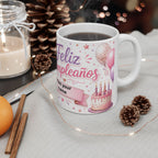 Personalized Ceramic Birthday Mug with Photo and Name — “Happy Birthday” Design, Available in 11 oz and 15 oz, Ideal Gift for Women, Friend, Mom, Wife, or Daughter, Shipping Included in the Price...