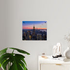 New York City Sunset Acrylic Wall Art Panel, Premium NYC Skyline Home Décor, Modern Cityscape Acrylic Print with Stand-Off Mounting, Available in 14x11 and 20x16, Shipping Included