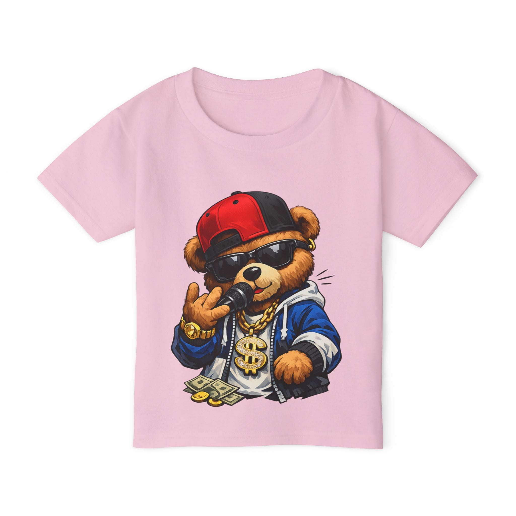 Camiseta para niños “Little Boss Bear” — osito con estilo callejero y actitud divertida, disponible en varios colores y tallas infantiles 2T, 3T, 4T, 5T y 6T, envío incluido en el precio