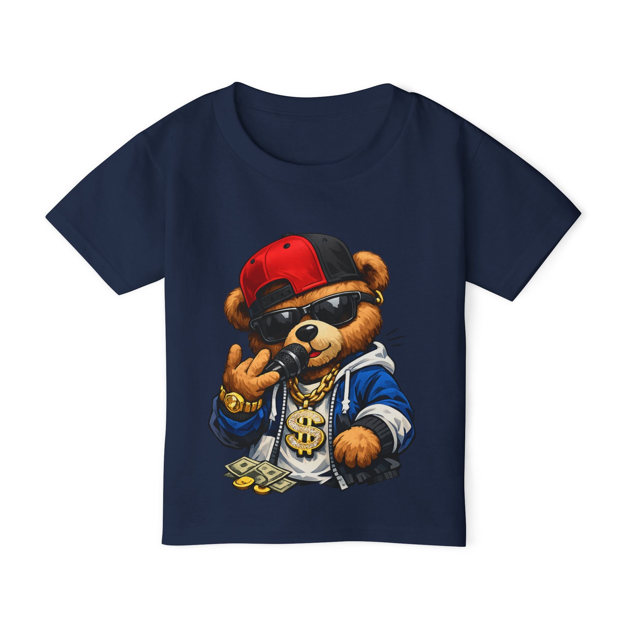Camiseta para niños “Little Boss Bear” — osito con estilo callejero y actitud divertida, disponible en varios colores y tallas infantiles 2T, 3T, 4T, 5T y 6T, envío incluido en el precio