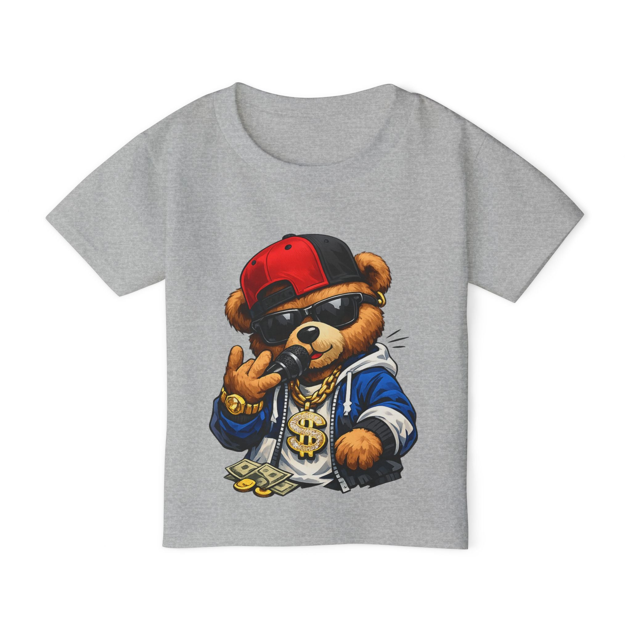 Camiseta para niños “Little Boss Bear” — osito con estilo callejero y actitud divertida, disponible en varios colores y tallas infantiles 2T, 3T, 4T, 5T y 6T, envío incluido en el precio