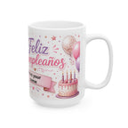 Personalized Ceramic Birthday Mug with Photo and Name — “Happy Birthday” Design, Available in 11 oz and 15 oz, Ideal Gift for Women, Friend, Mom, Wife, or Daughter, Shipping Included in the Price...