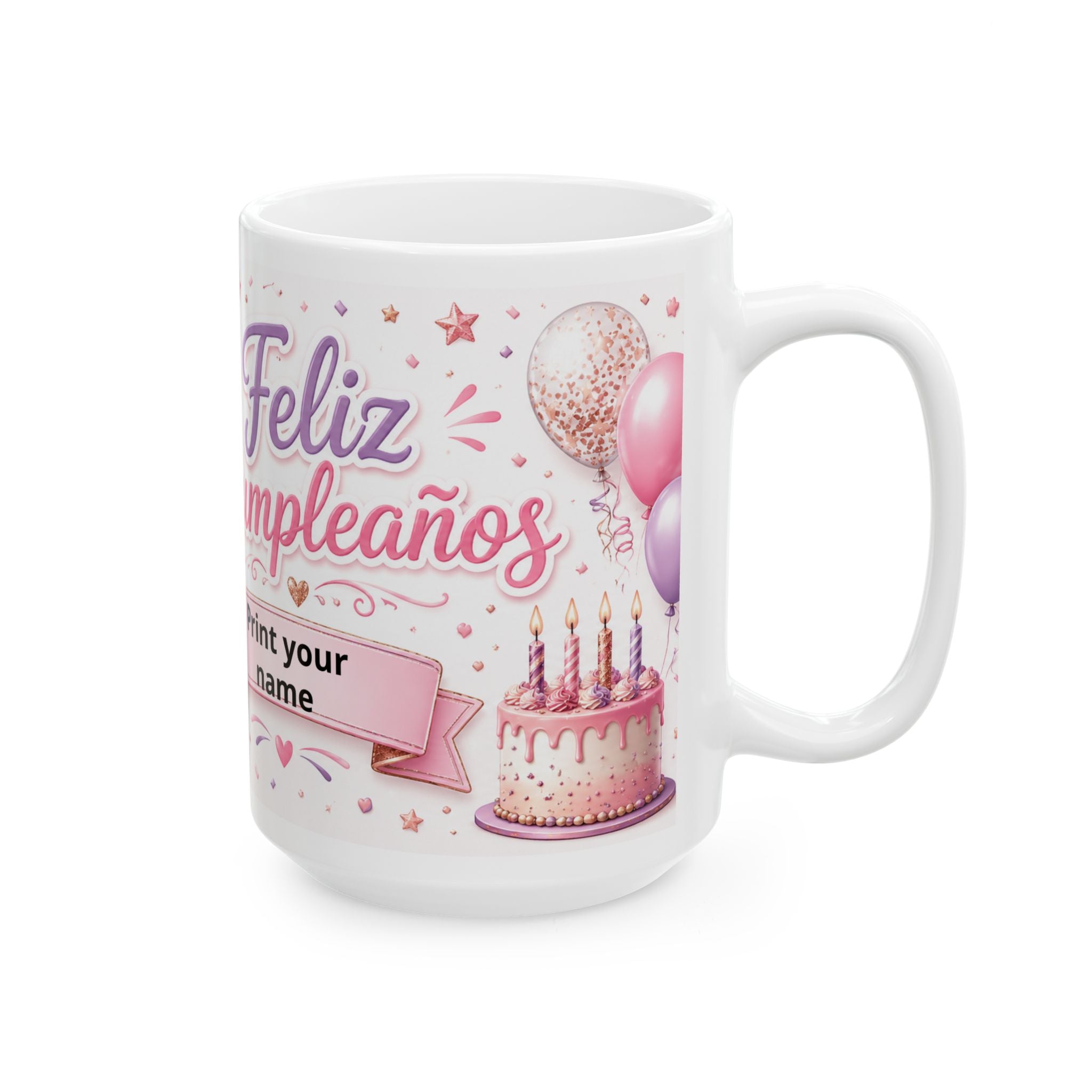 Personalized Ceramic Birthday Mug with Photo and Name — “Happy Birthday” Design, Available in 11 oz and 15 oz, Ideal Gift for Women, Friend, Mom, Wife, or Daughter, Shipping Included in the Price...