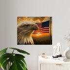 Patriotic Bald Eagle Acrylic Wall Art Panel — American Flag Decorative Art, Silver Mounting Buttons with Floating Effect, Available in 14"x11" and 20"x16", Shipping Included in the Price