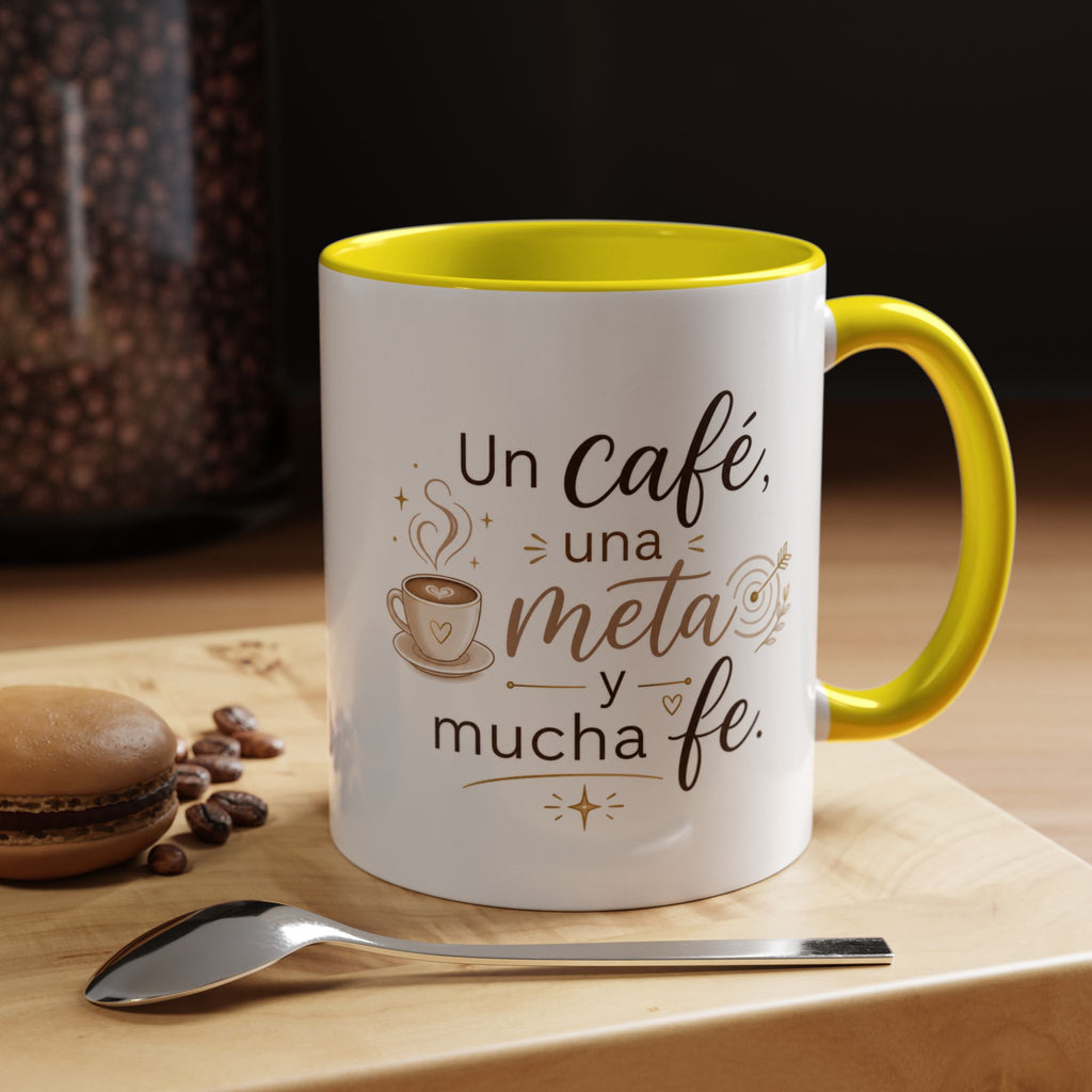 Inspirational Ceramic Mug — “A Coffee, a Goal, and a Lot of Faith,” Motivational Mug Available in 11 oz and 15 oz, Multiple Colors, Gift for Dreamers, Entrepreneurs, and Coffee Lovers, Shipping...