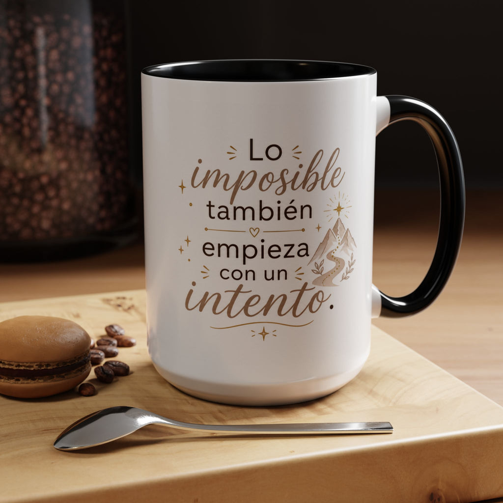 Taza de Cerámica Inspiradora — "Incluso lo imposible comienza con un intento", Taza Motivacional Disponible en 11 oz y 15 oz, Disponible en Múltiples Colores, Regalo Ideal para Emprendedores, Estudiantes y...