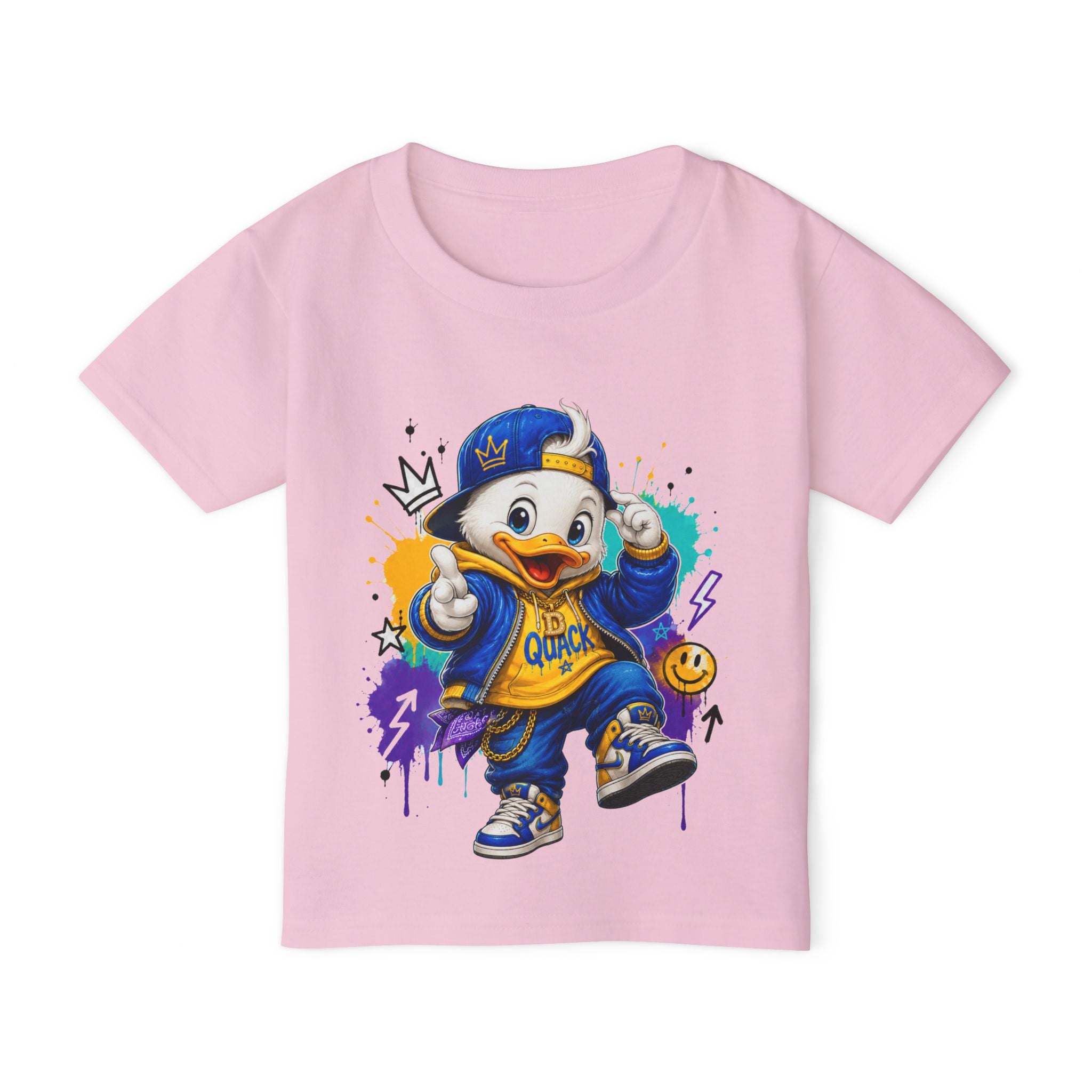 Boys’ “Hip-Hop Duck” T-Shirt — duck with urban style and a fun attitude, available in multiple colors and toddler sizes 2T, 3T, 4T, 5T, and 6T, shipping included in the price