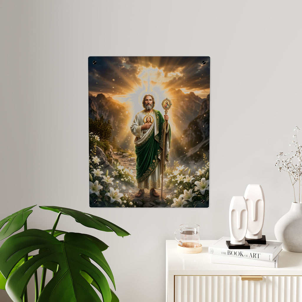 Arte de pared acrílico de San Judas Tadeo, decoración religiosa católica para el hogar, disponible en 11"x14" y 16"x20", envío incluido