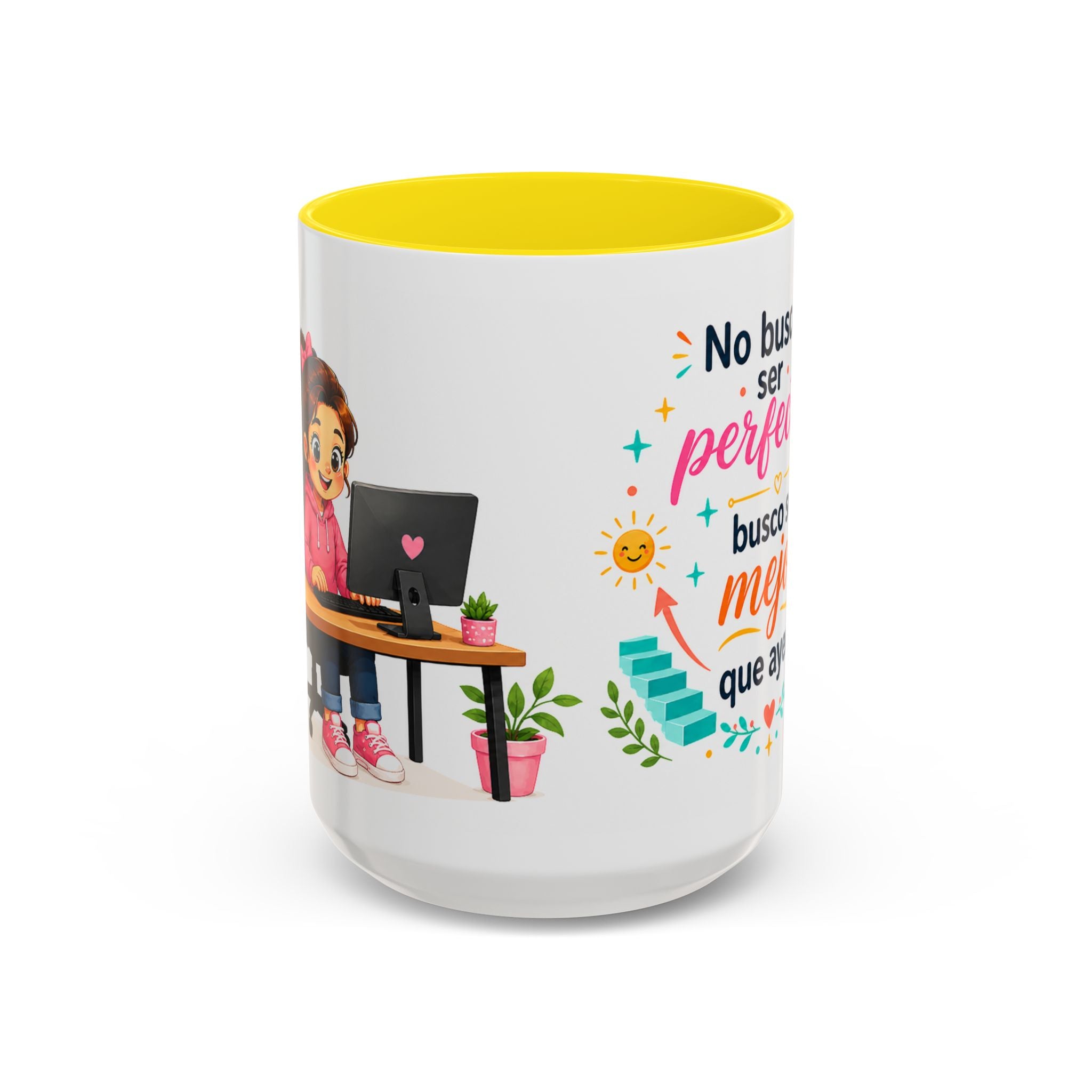 Inspirational Ceramic Mug for Girls — “Better Than Yesterday” Motivational Quote Cup, Available in 11 oz and 15 oz, Multiple Colors, Gift for Women and Students, Shipping Included