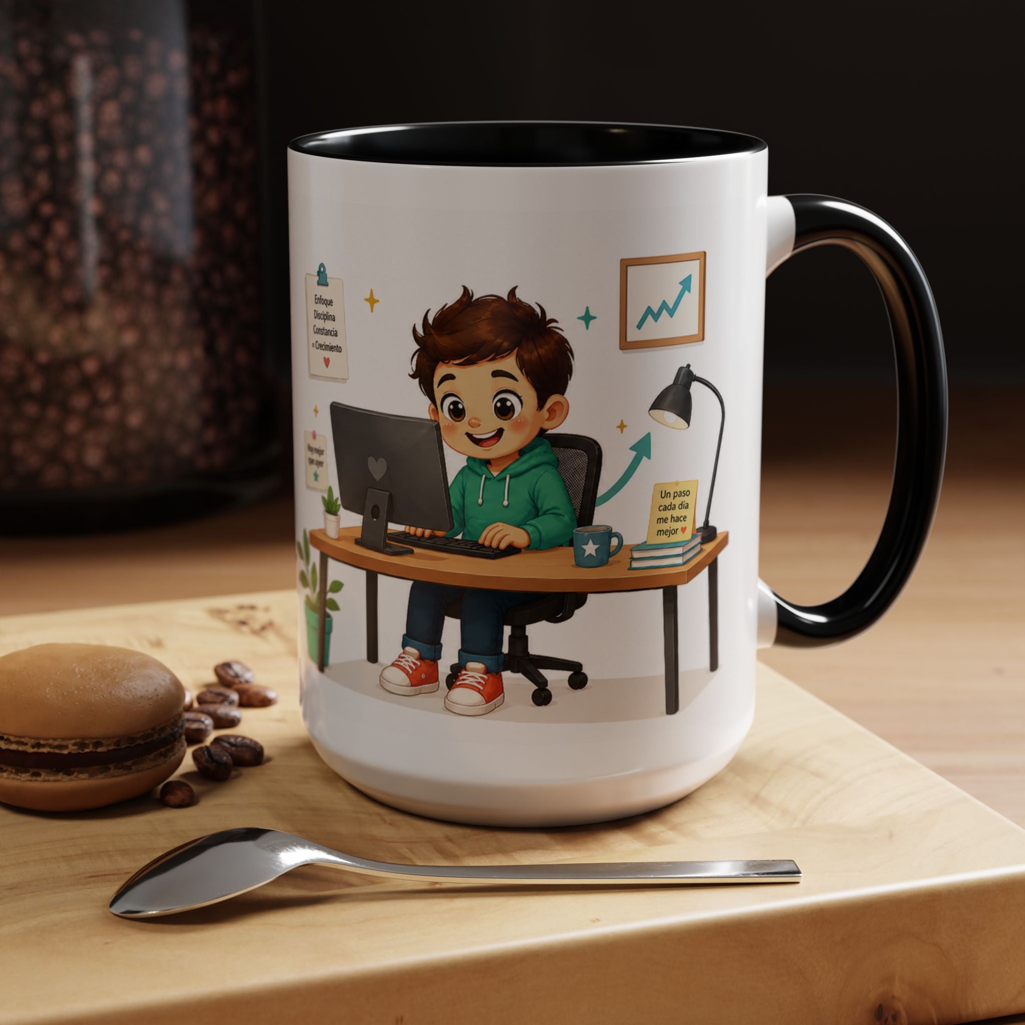Taza de cerámica inspiradora para niños — "No busco ser perfecto, busco ser mejor que ayer", taza motivacional disponible en 11 y 15 oz, varios colores, regalo para hombres, niños y...
