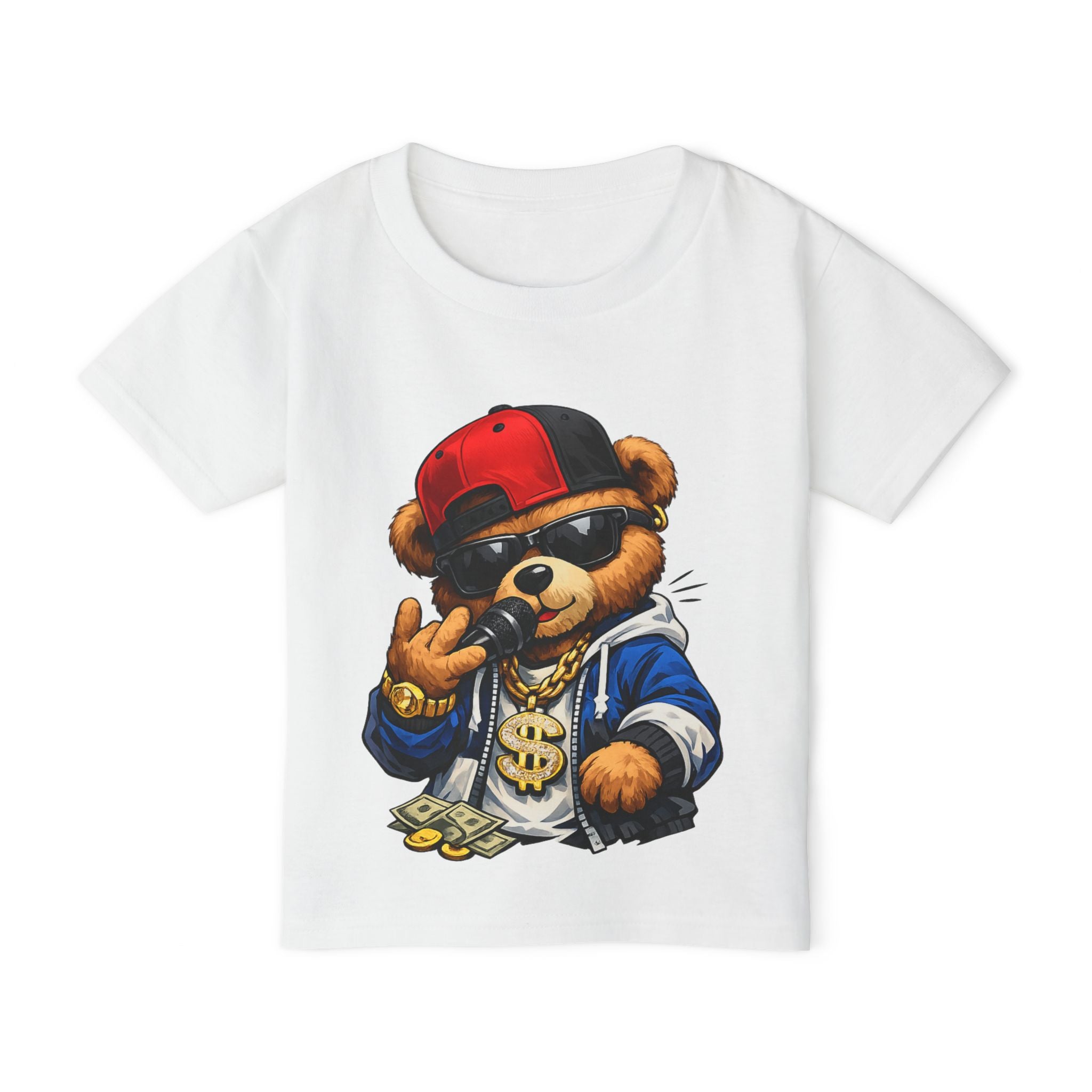 Camiseta para niños “Little Boss Bear” — osito con estilo callejero y actitud divertida, disponible en varios colores y tallas infantiles 2T, 3T, 4T, 5T y 6T, envío incluido en el precio
