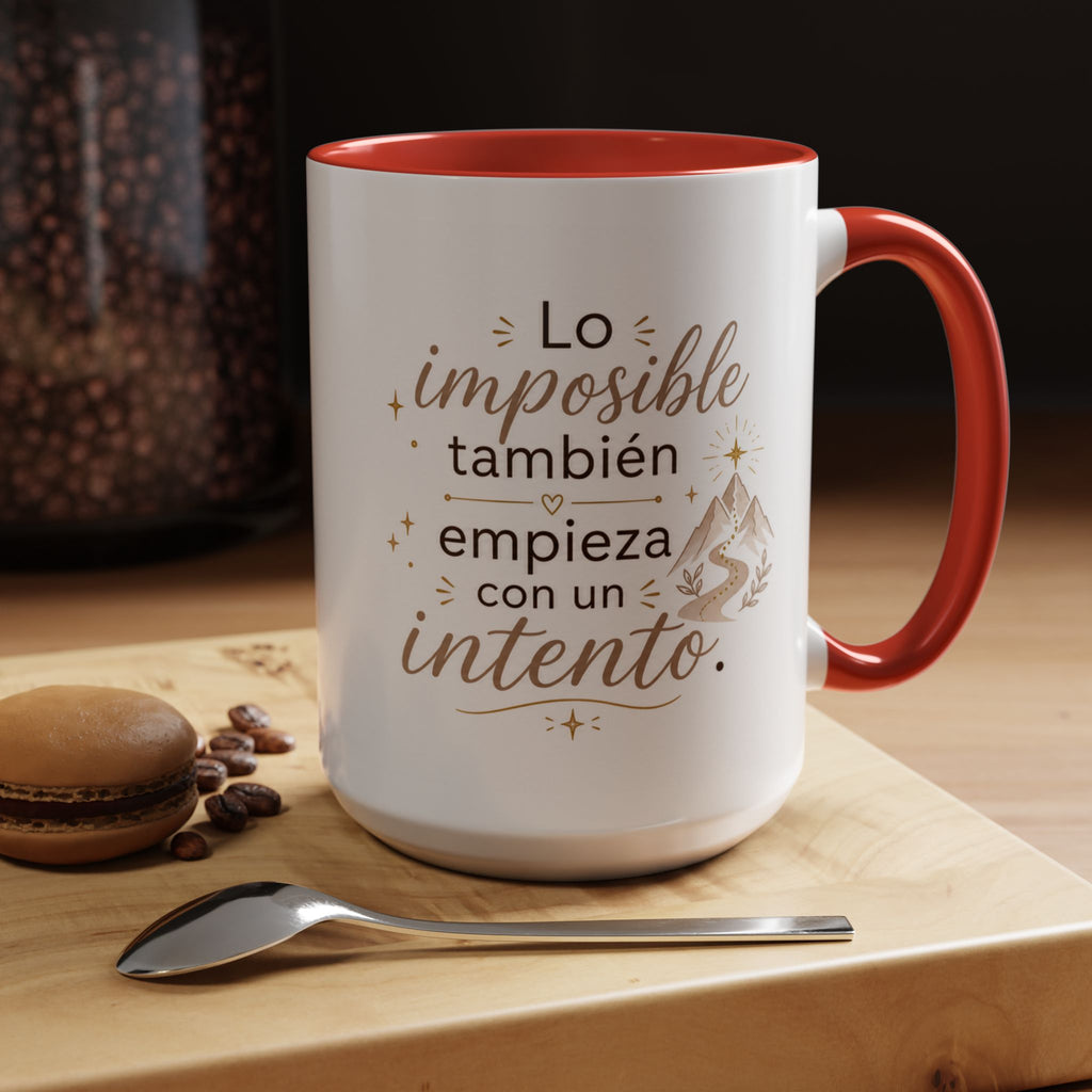Taza de Cerámica Inspiradora — "Incluso lo imposible comienza con un intento", Taza Motivacional Disponible en 11 oz y 15 oz, Disponible en Múltiples Colores, Regalo Ideal para Emprendedores, Estudiantes y...