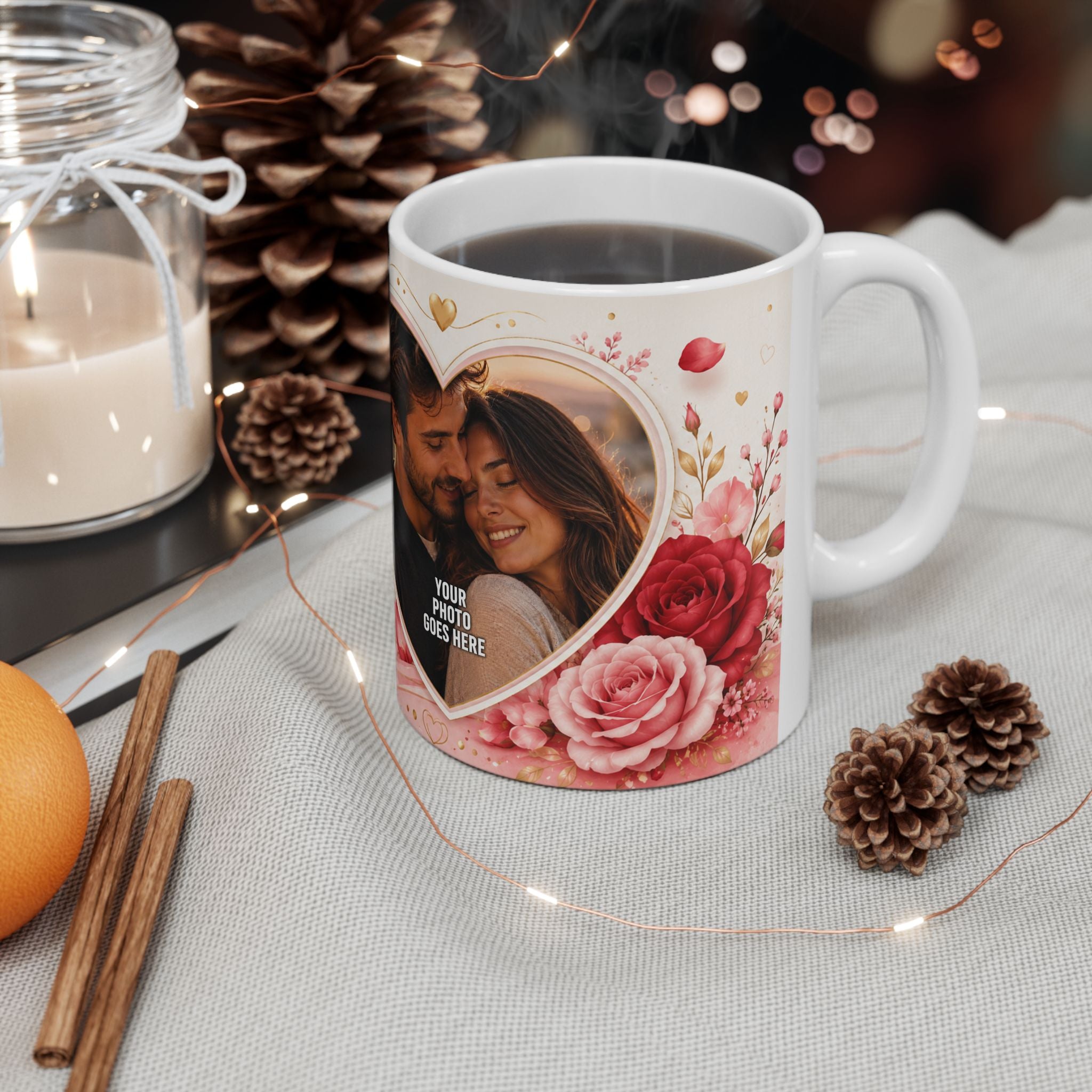 Custom Ceramic Mug with Photo and Text — Add Your Name, Quote, or Special Message, Available in 11 oz and 15 oz, Perfect Gift for Couples, Family, and Memories, Shipping Included