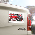 Funny Car Magnet “Dale suave, Toretto de Hialeah” — 7.5" x 4.5" rear vehicle magnet with a playful distance-warning phrase, bold design for bumper or metal car surface, shipping included in the price...