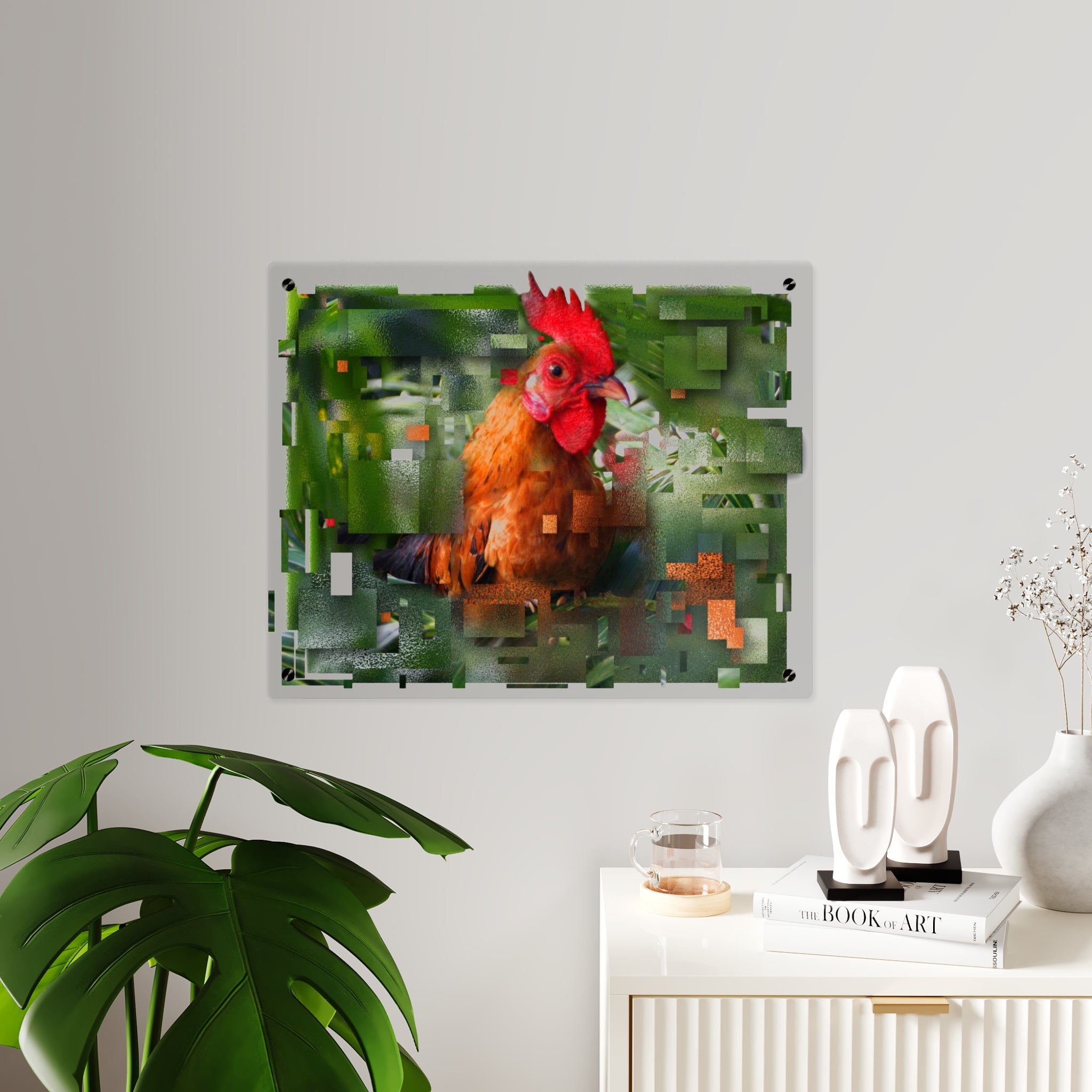 Rooster Acrylic Wall Art Panel, Rustic Farmhouse Chicken Décor, Premium Glossy Acrylic Print, Available in 14x11 and 20x16, Shipping Included