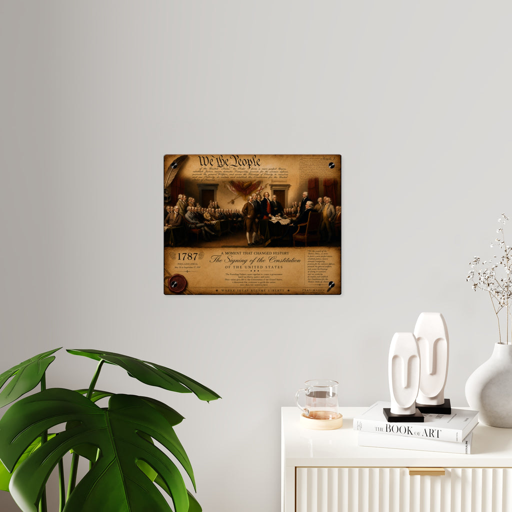 Historical Acrylic Wall Art Panel “We the People” — Signing of the United States Constitution with Silver Mounting Buttons and Floating Effect, Available in 14"x11" and 20"x16", Shipping Included in...