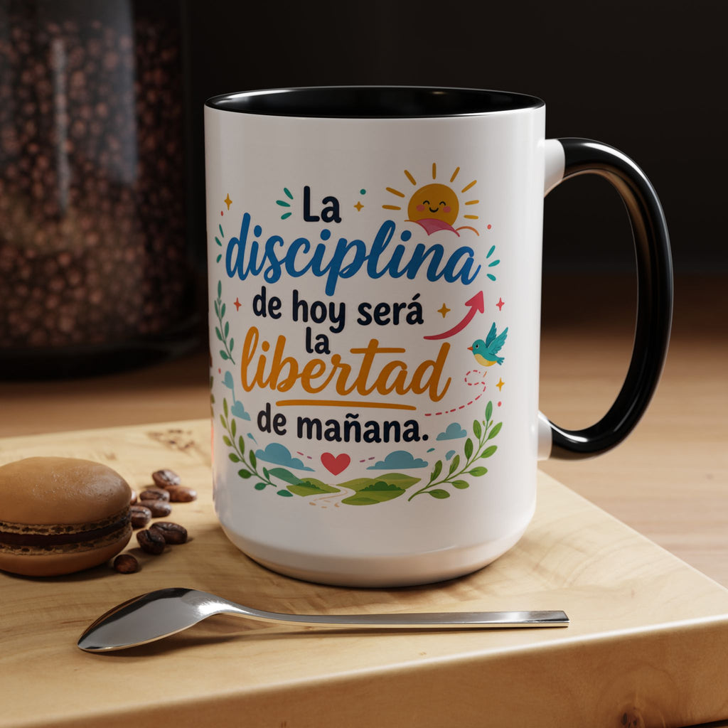 Inspirational Ceramic Mug — “The Discipline of Today Will Be the Freedom of Tomorrow,” Motivational Coffee Cup Available in 11 oz and 15 oz, Ideal Gift for Students, Teachers and Office Desks,...