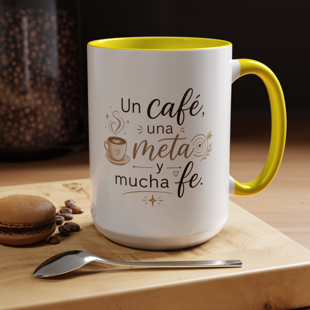 Inspirational Ceramic Mug — “A Coffee, a Goal, and a Lot of Faith,” Motivational Mug Available in 11 oz and 15 oz, Multiple Colors, Gift for Dreamers, Entrepreneurs, and Coffee Lovers, Shipping...