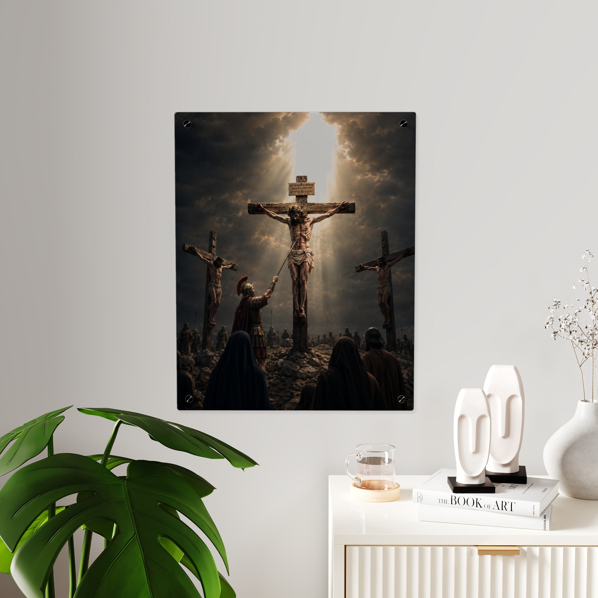 Jesus Crucifixion Acrylic Wall Art Panel, Premium Christian Religious Wall Décor, Acrylic Print of Christ on the Cross, Available in 11"x14" and 16"x20", Shipping Included
