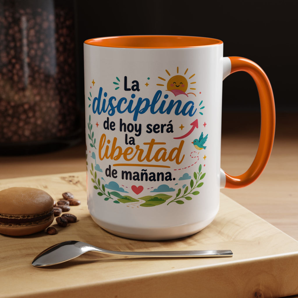 Inspirational Ceramic Mug — “The Discipline of Today Will Be the Freedom of Tomorrow,” Motivational Coffee Cup Available in 11 oz and 15 oz, Ideal Gift for Students, Teachers and Office Desks,...