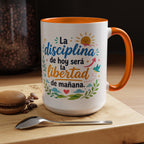 Inspirational Ceramic Mug — “The Discipline of Today Will Be the Freedom of Tomorrow,” Motivational Coffee Cup Available in 11 oz and 15 oz, Ideal Gift for Students, Teachers and Office Desks,...