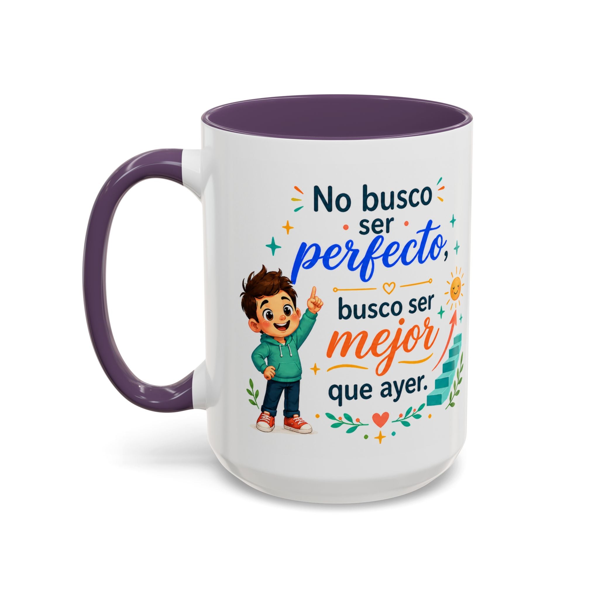 Inspirational Ceramic Mug for Boys — “I’m Not Looking to Be Perfect, I’m Looking to Be Better Than Yesterday,” Motivational Mug Available in 11 oz and 15 oz, Multiple Colors, Gift for Men, Boys, and...