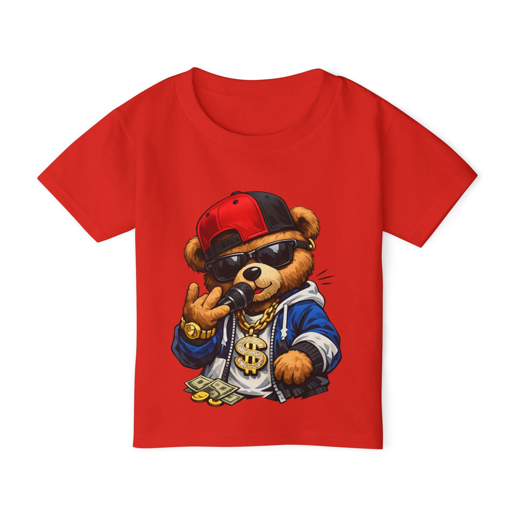 Camiseta para niños “Little Boss Bear” — osito con estilo callejero y actitud divertida, disponible en varios colores y tallas infantiles 2T, 3T, 4T, 5T y 6T, envío incluido en el precio