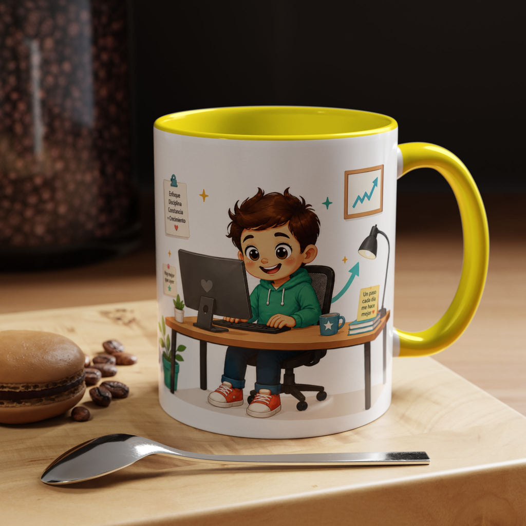 Taza de cerámica inspiradora para niños — "No busco ser perfecto, busco ser mejor que ayer", taza motivacional disponible en 11 y 15 oz, varios colores, regalo para hombres, niños y...