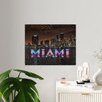 Miami Neon Skyline Acrylic Wall Art Panel, Colorful Cityscape Home Décor, Premium Acrylic Print, Available in 14x11 and 20x16, Shipping Included