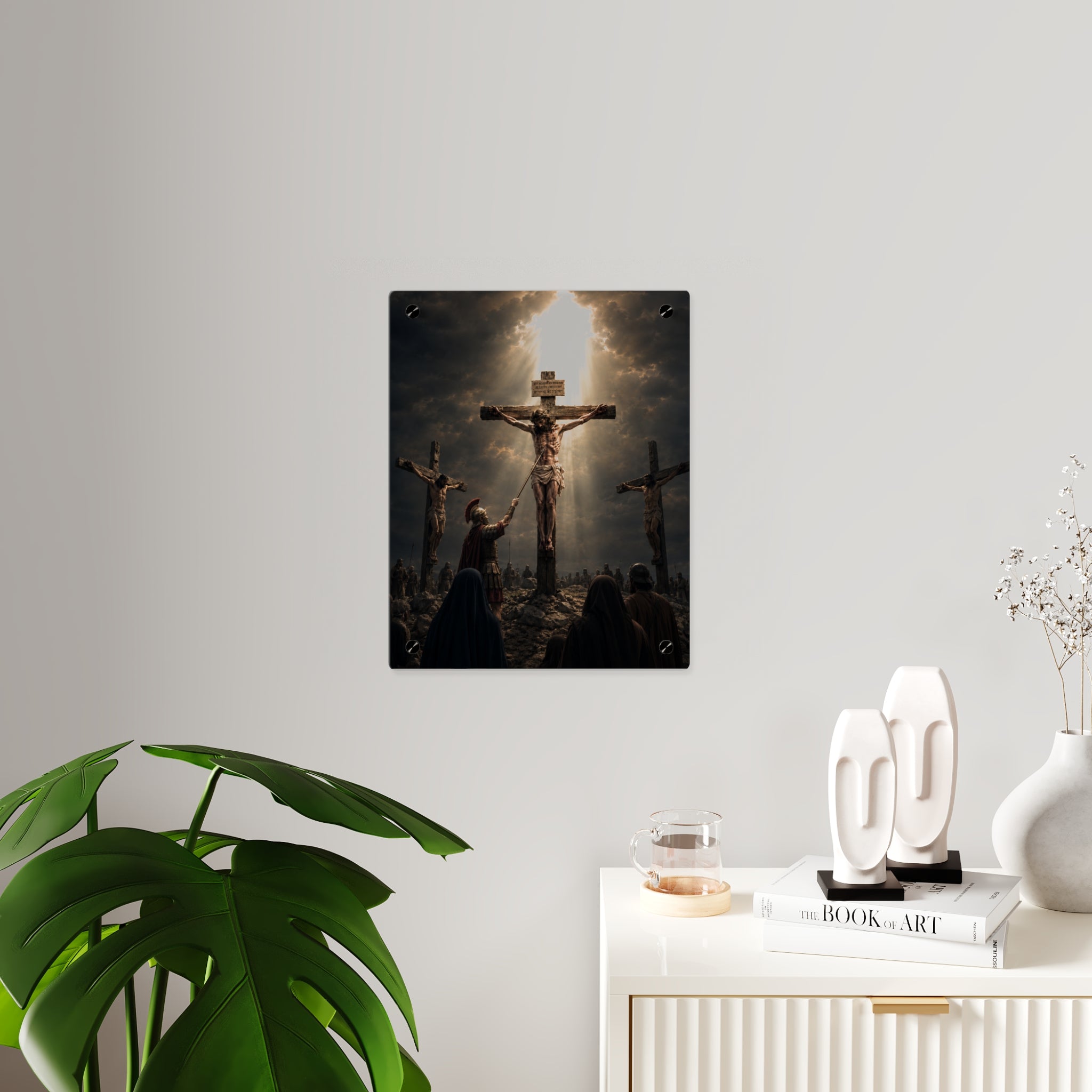 Jesus Crucifixion Acrylic Wall Art Panel, Premium Christian Religious Wall Décor, Acrylic Print of Christ on the Cross, Available in 11"x14" and 16"x20", Shipping Included