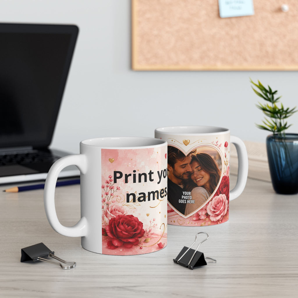 Taza de cerámica personalizada con foto y texto — Añade tu nombre, frase o mensaje especial, disponible en 11 oz y 15 oz, regalo perfecto para parejas, familia y recuerdos, envío incluido