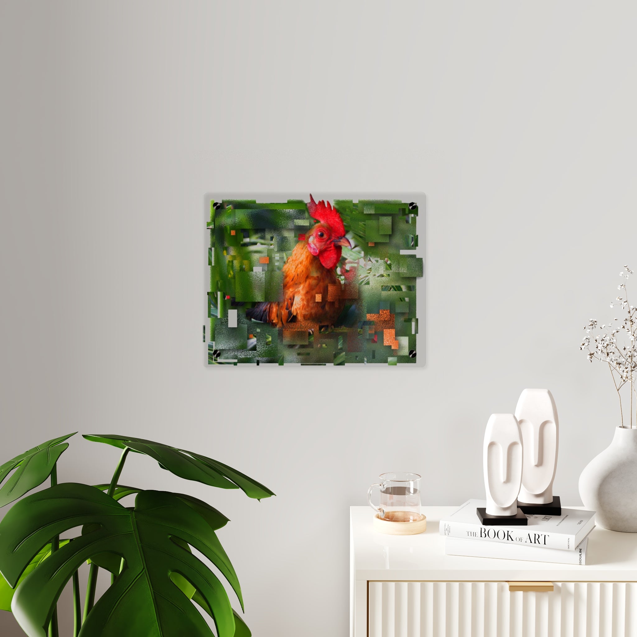 Rooster Acrylic Wall Art Panel, Rustic Farmhouse Chicken Décor, Premium Glossy Acrylic Print, Available in 14x11 and 20x16, Shipping Included