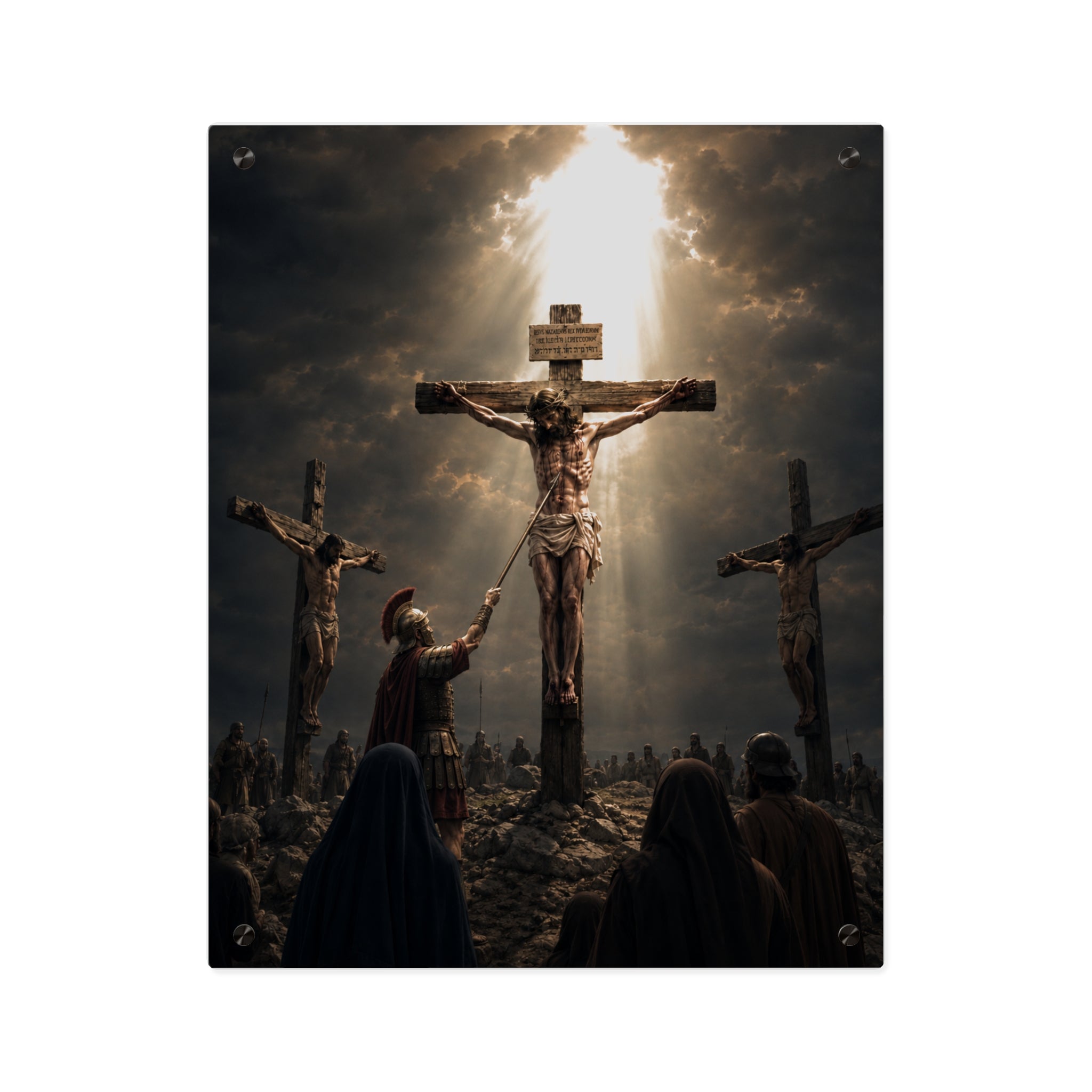Jesus Crucifixion Acrylic Wall Art Panel, Premium Christian Religious Wall Décor, Acrylic Print of Christ on the Cross, Available in 11"x14" and 16"x20", Shipping Included