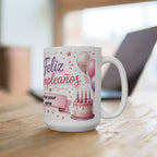 Personalized Ceramic Birthday Mug with Photo and Name — “Happy Birthday” Design, Available in 11 oz and 15 oz, Ideal Gift for Women, Friend, Mom, Wife, or Daughter, Shipping Included in the Price...
