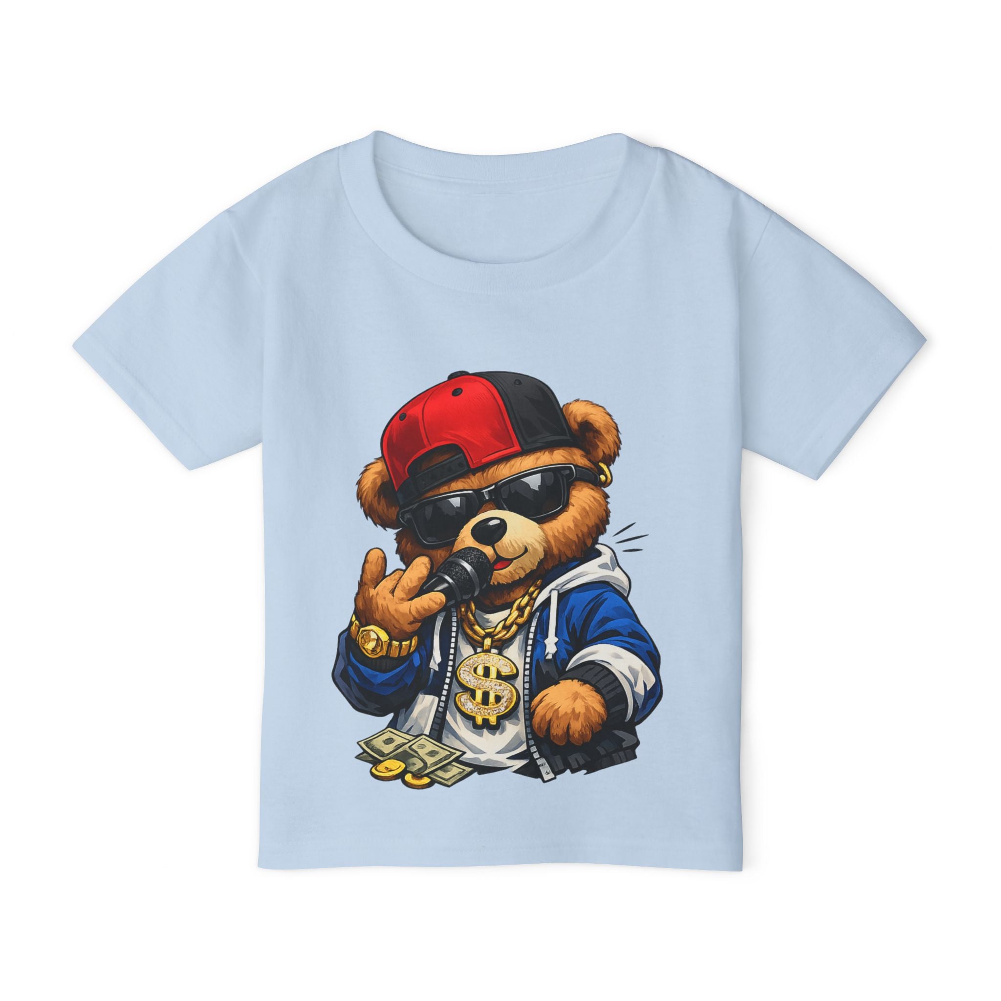 Camiseta para niños “Little Boss Bear” — osito con estilo callejero y actitud divertida, disponible en varios colores y tallas infantiles 2T, 3T, 4T, 5T y 6T, envío incluido en el precio