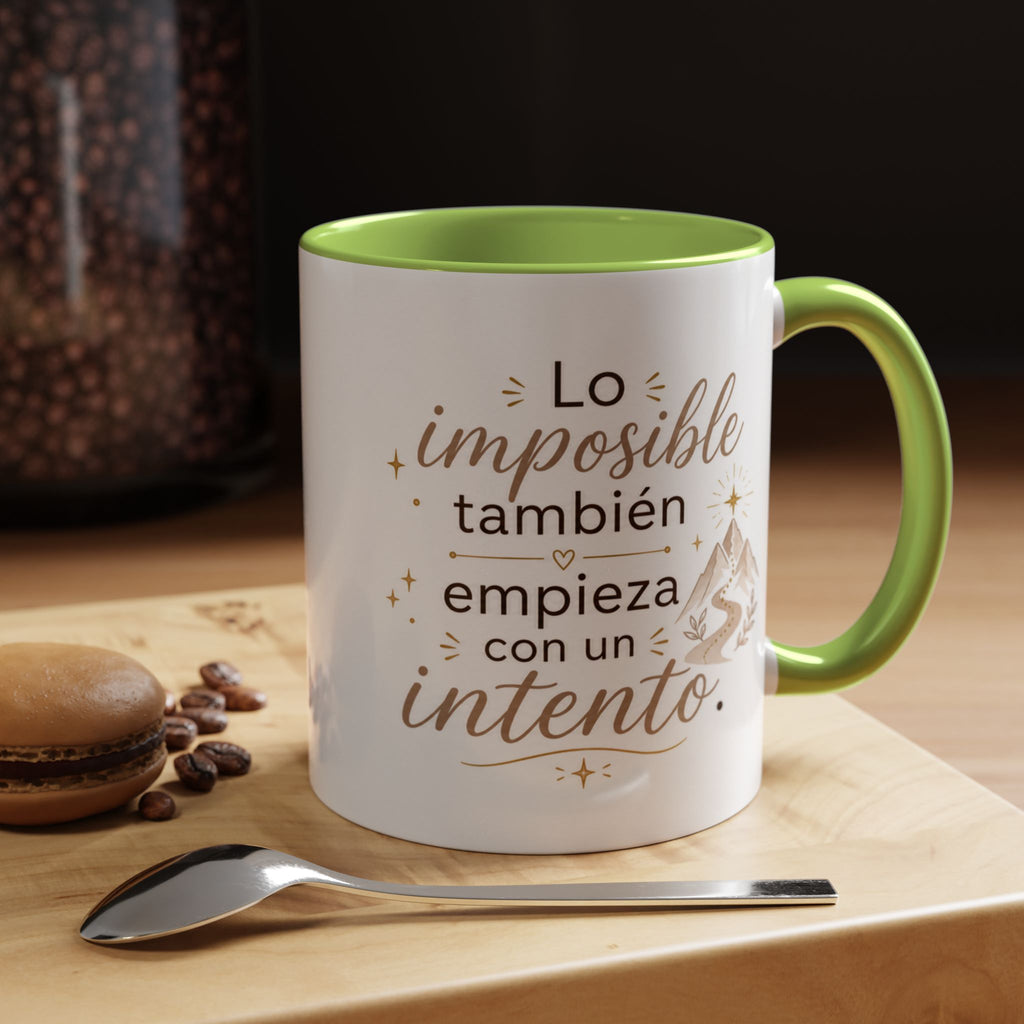 Taza de Cerámica Inspiradora — "Incluso lo imposible comienza con un intento", Taza Motivacional Disponible en 11 oz y 15 oz, Disponible en Múltiples Colores, Regalo Ideal para Emprendedores, Estudiantes y...