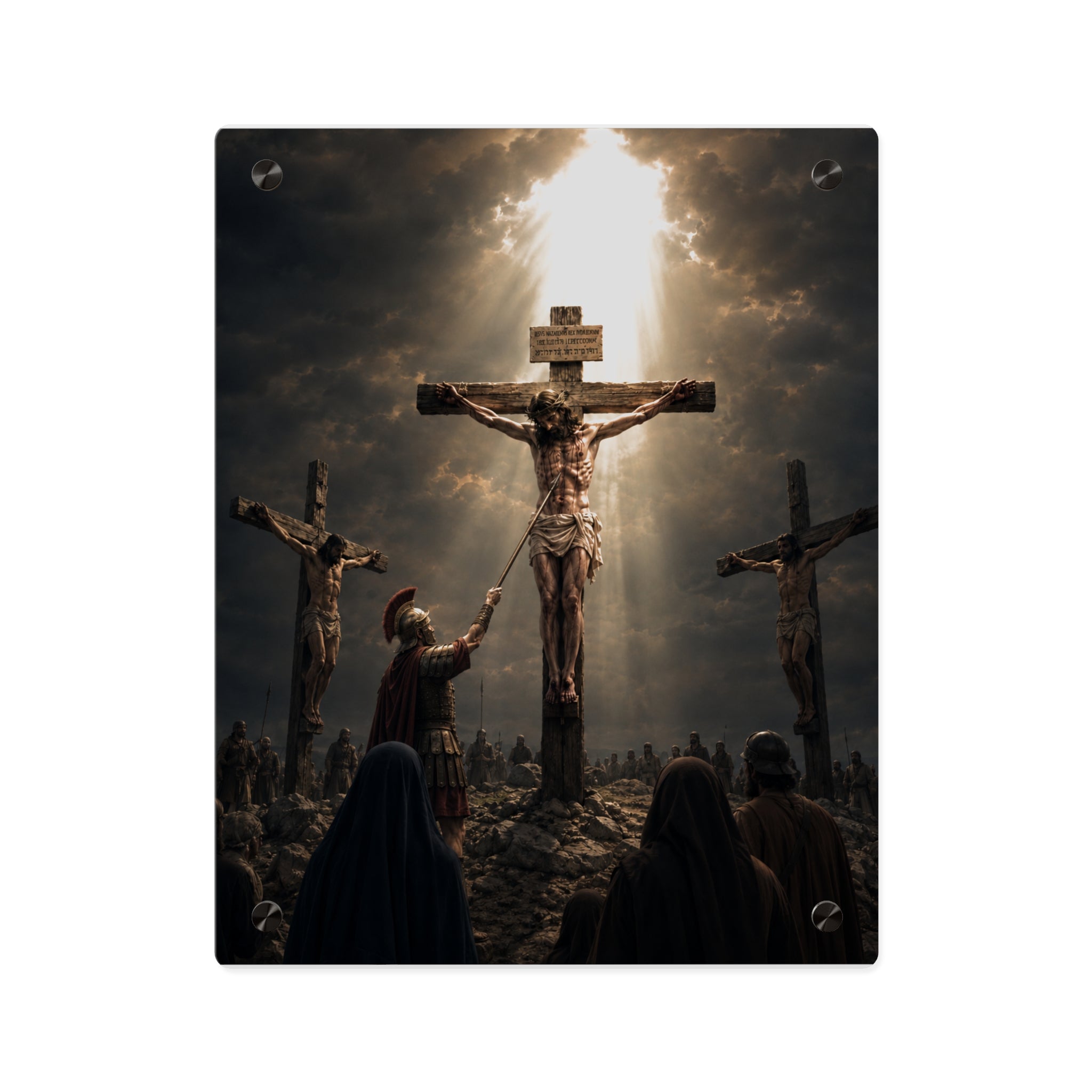 Jesus Crucifixion Acrylic Wall Art Panel, Premium Christian Religious Wall Décor, Acrylic Print of Christ on the Cross, Available in 11"x14" and 16"x20", Shipping Included
