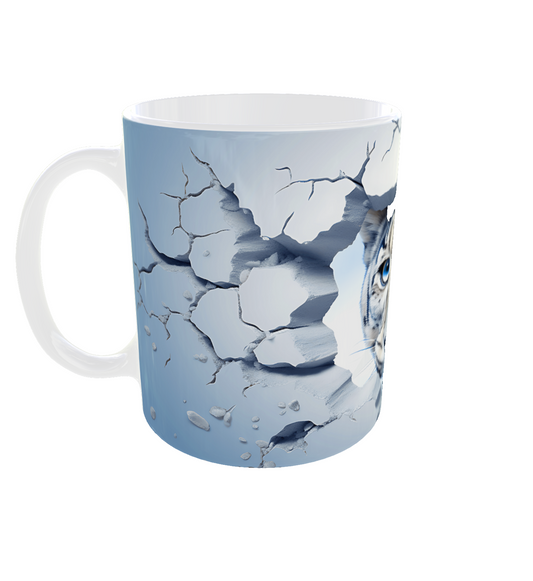 Snow Leopard Mug – Broken Wall Effect | 11 oz