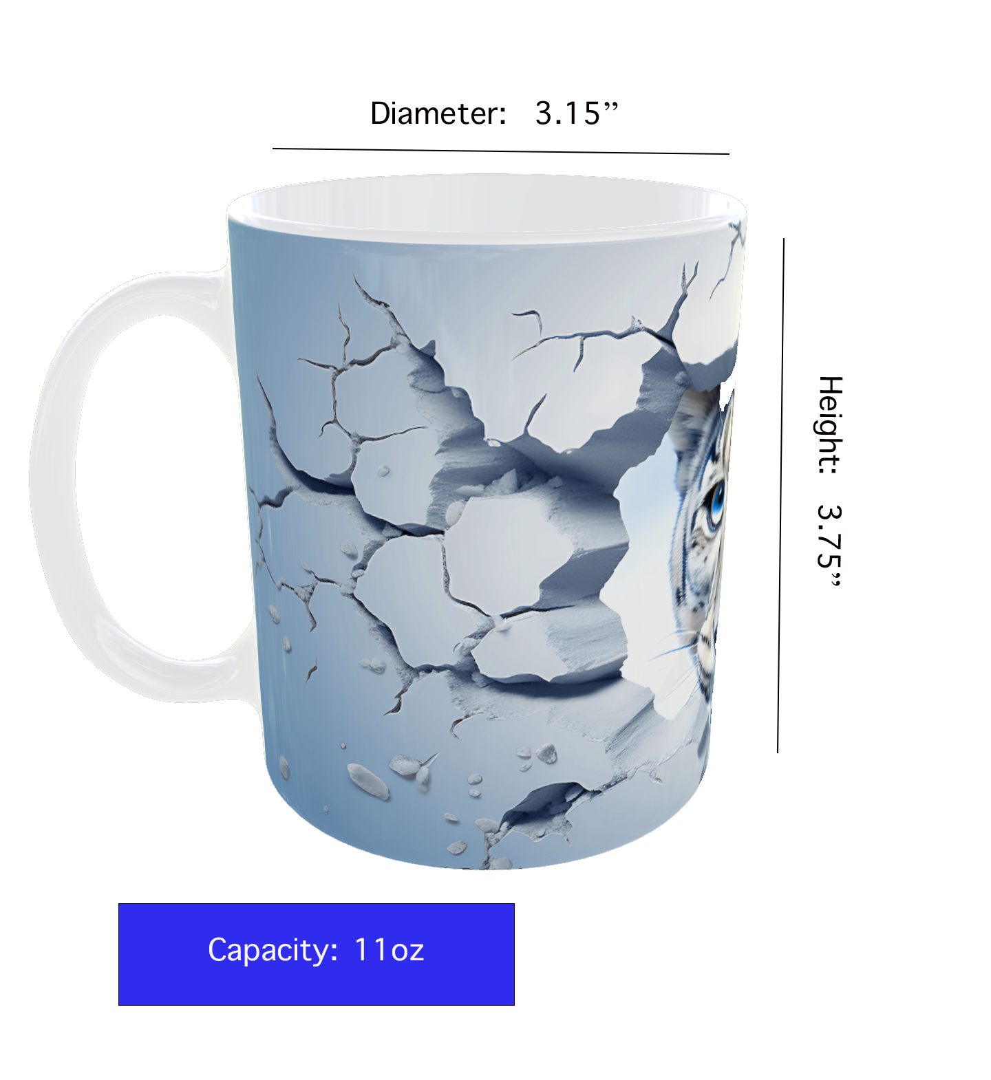 Snow Leopard Mug – Broken Wall Effect | 11 oz
