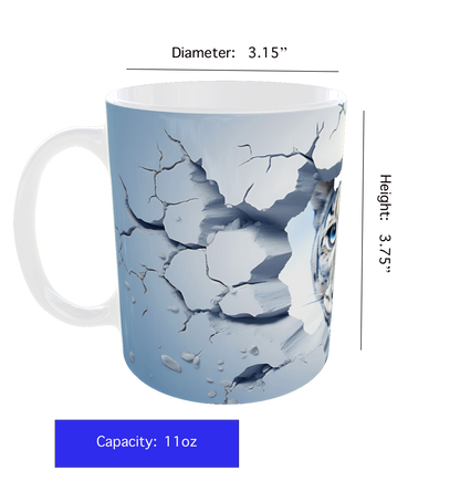 Snow Leopard Mug – Broken Wall Effect | 11 oz