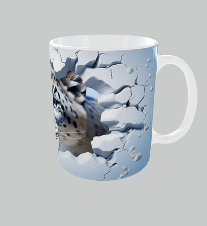 Snow Leopard Mug – Broken Wall Effect | 11 oz