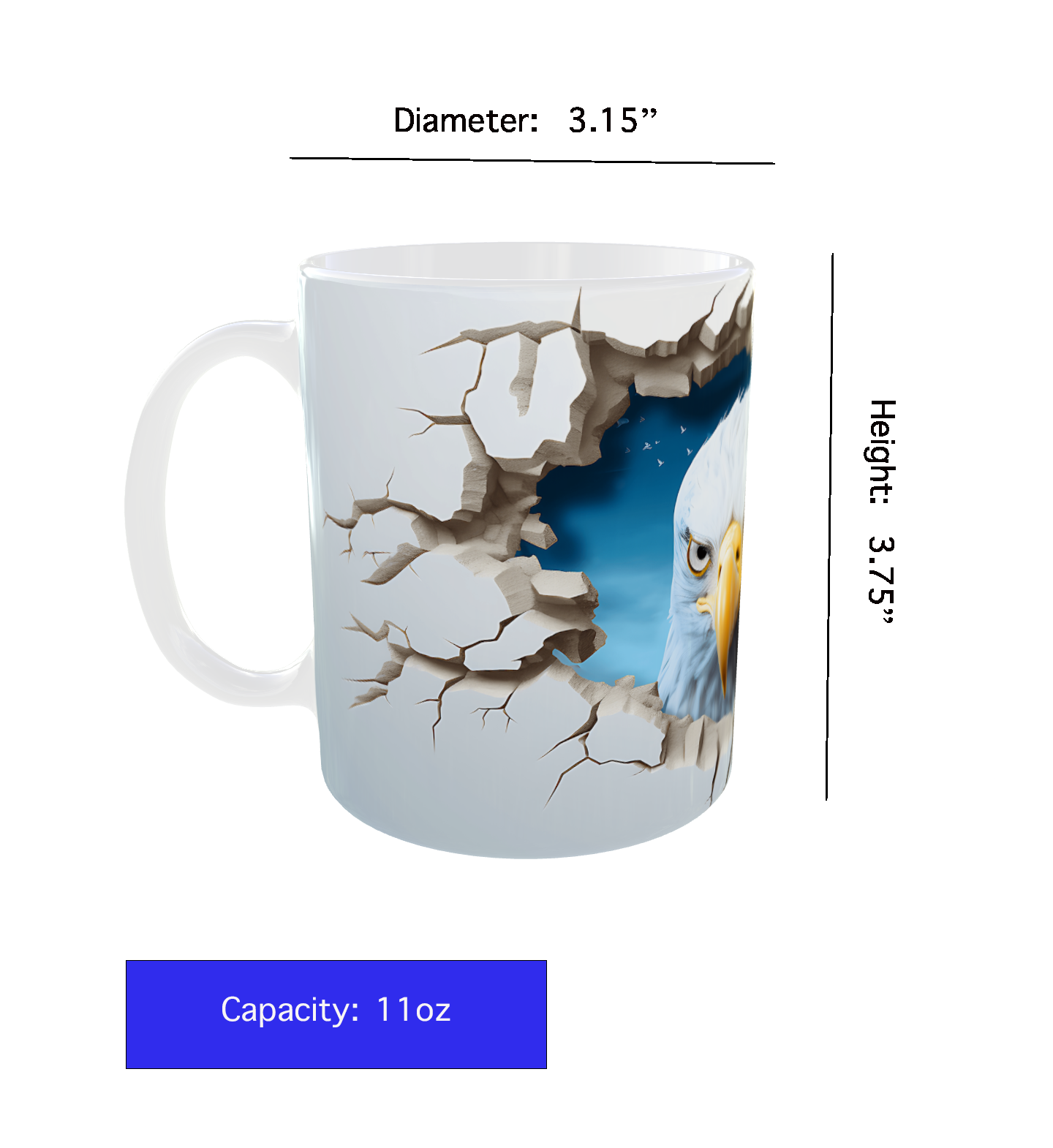 Patriotic Eagle Mug – Broken Wall Effect | 11 oz